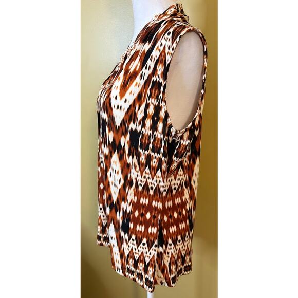 Calvin Klein Sleeveless V-Neck Blouse Aztec Print Size Medium - Picture 5 of 7